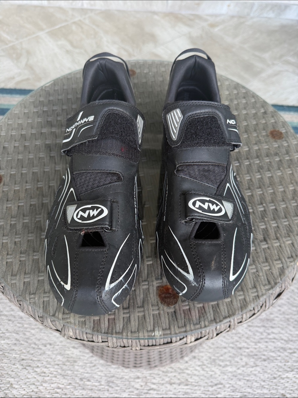 Men’s Black Cycling Shoes with Hook-and-Loop Straps